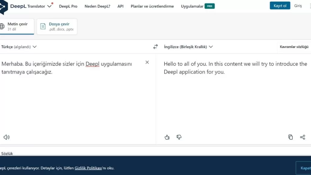 DeepL Translator - Yapay Zeka Çeviri Programı