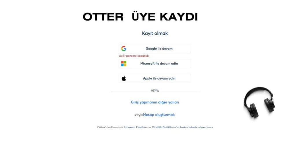 Otter Üye Kaydı